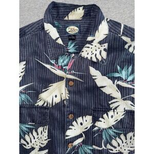 Tommy Bahama Mens Tropical Navy Blue Pinstripe Shirt Size Medium Luxurious Feel